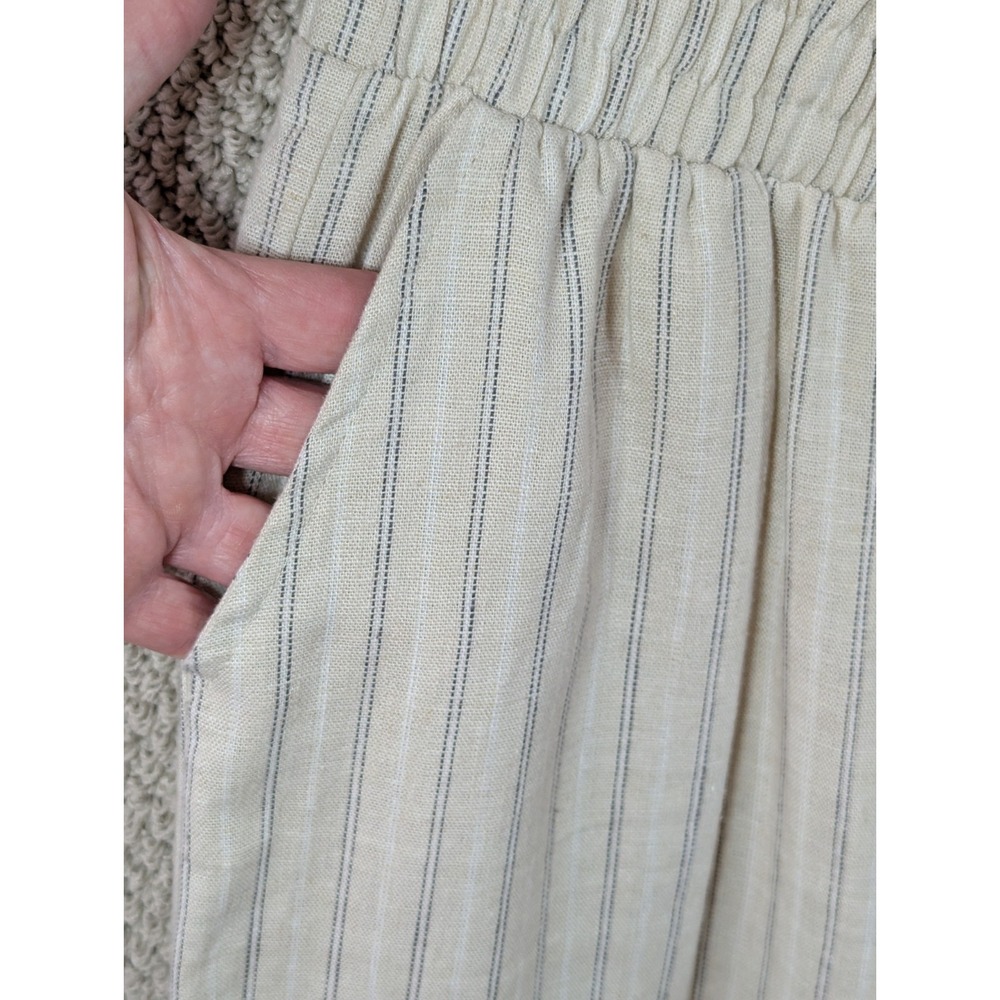 Harmony & Havoc Wide Leg Cropped Pants Medium Linen Blend Stripes Stretch Waist‎ - Picture 4 of 7